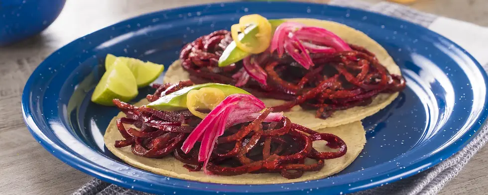 Tacos de “cochinita” de betabel