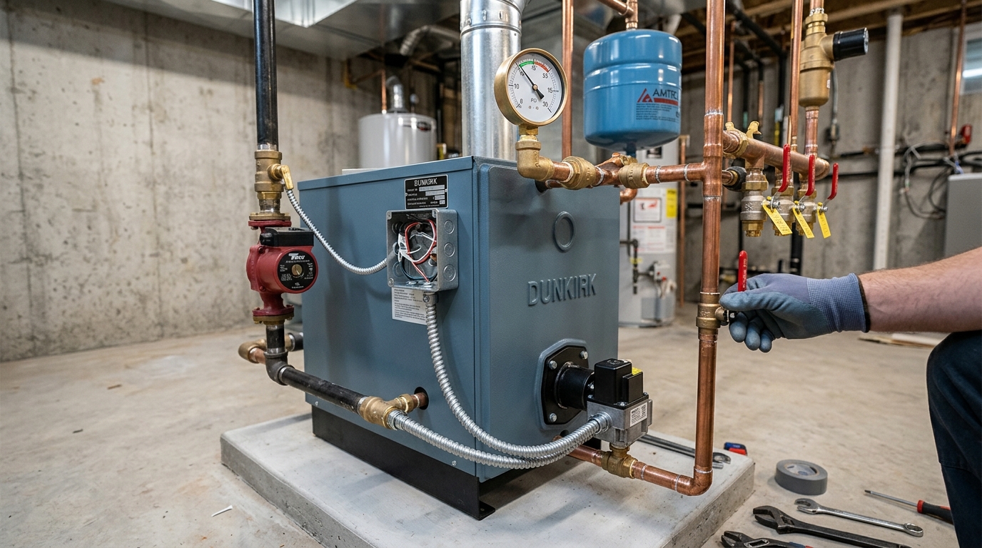 Dunkirk Boiler Installation — Full System Startup and Testing