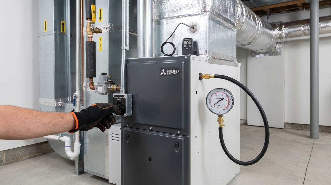 Mitsubishi Furnace Installation — Full Startup and Safety Verification