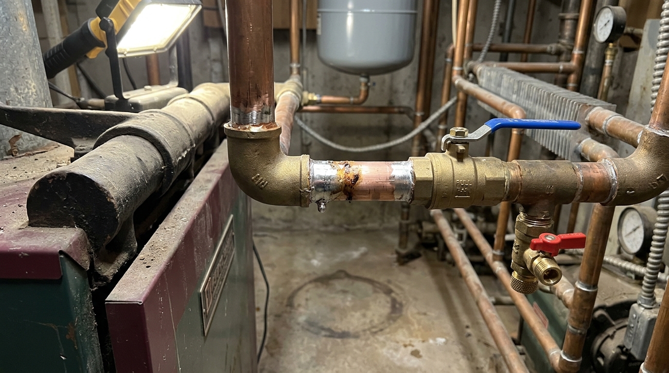 Boiler Repair — Repairs Demonstrated Before Closing Up