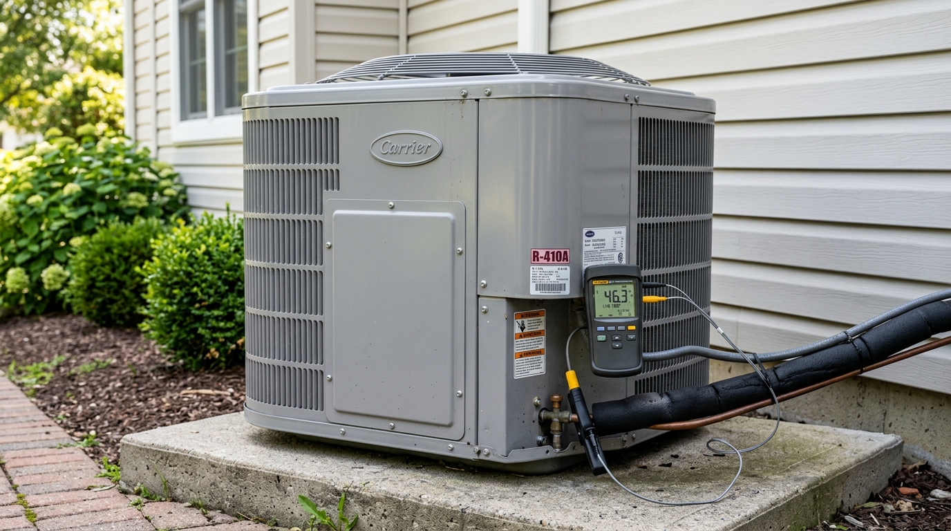 Carrier Heat Pump Repair — Full Heating and Cooling Testing