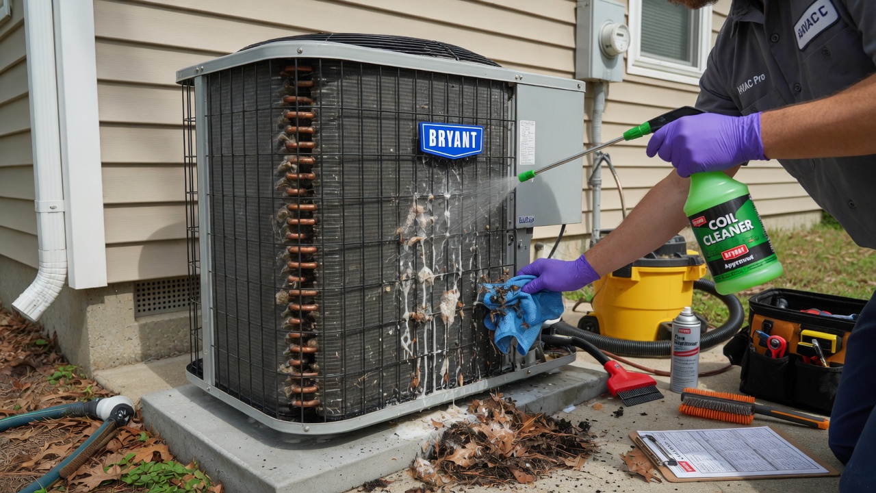 Bryant Heat Pump Maintenance — Coil Cleaning and Airflow Correction