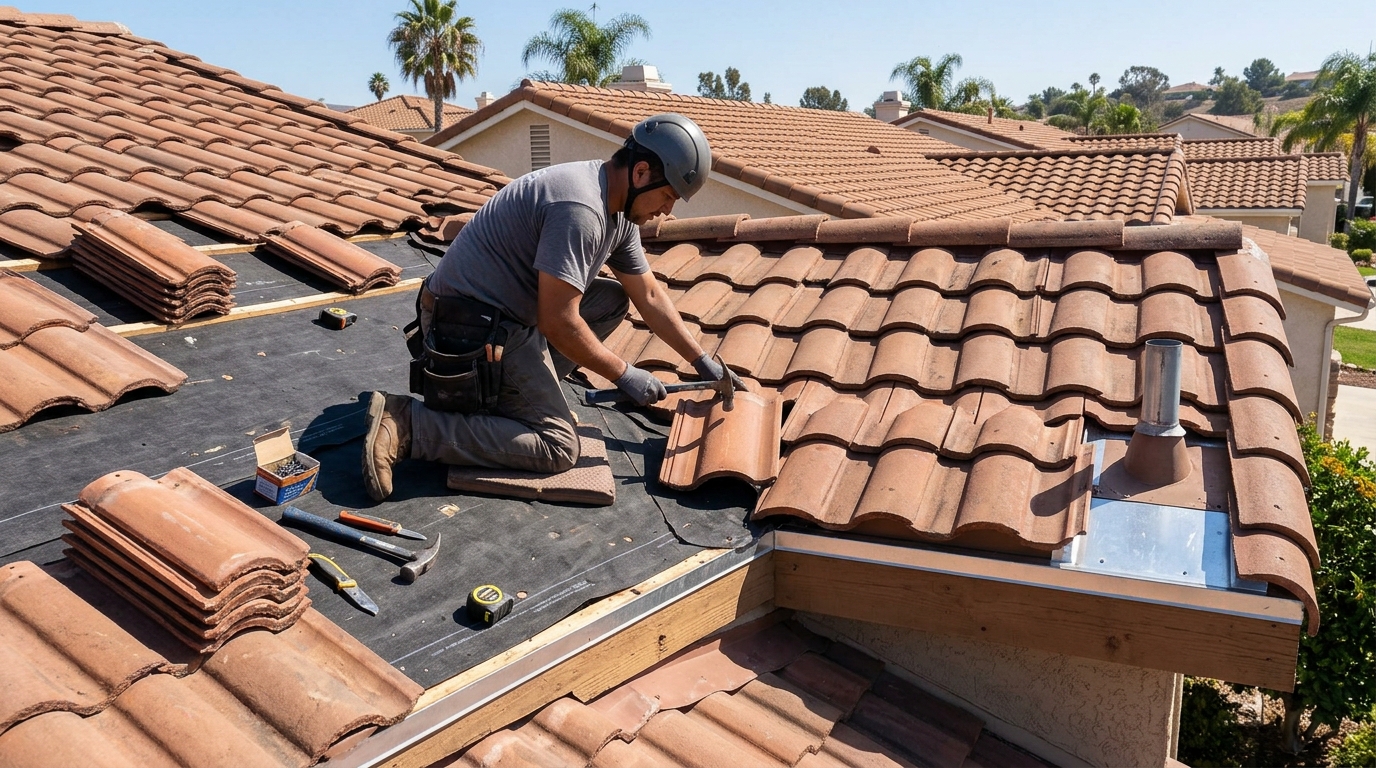 Tile Roof Repair — Matched Tile Replacement and Underlayment Upgrade