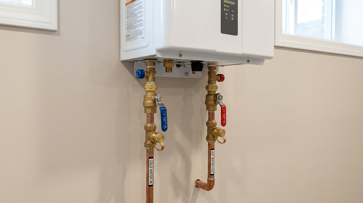 Rinnai Tankless Water Heater Installation — Isolation Valves and Service Access