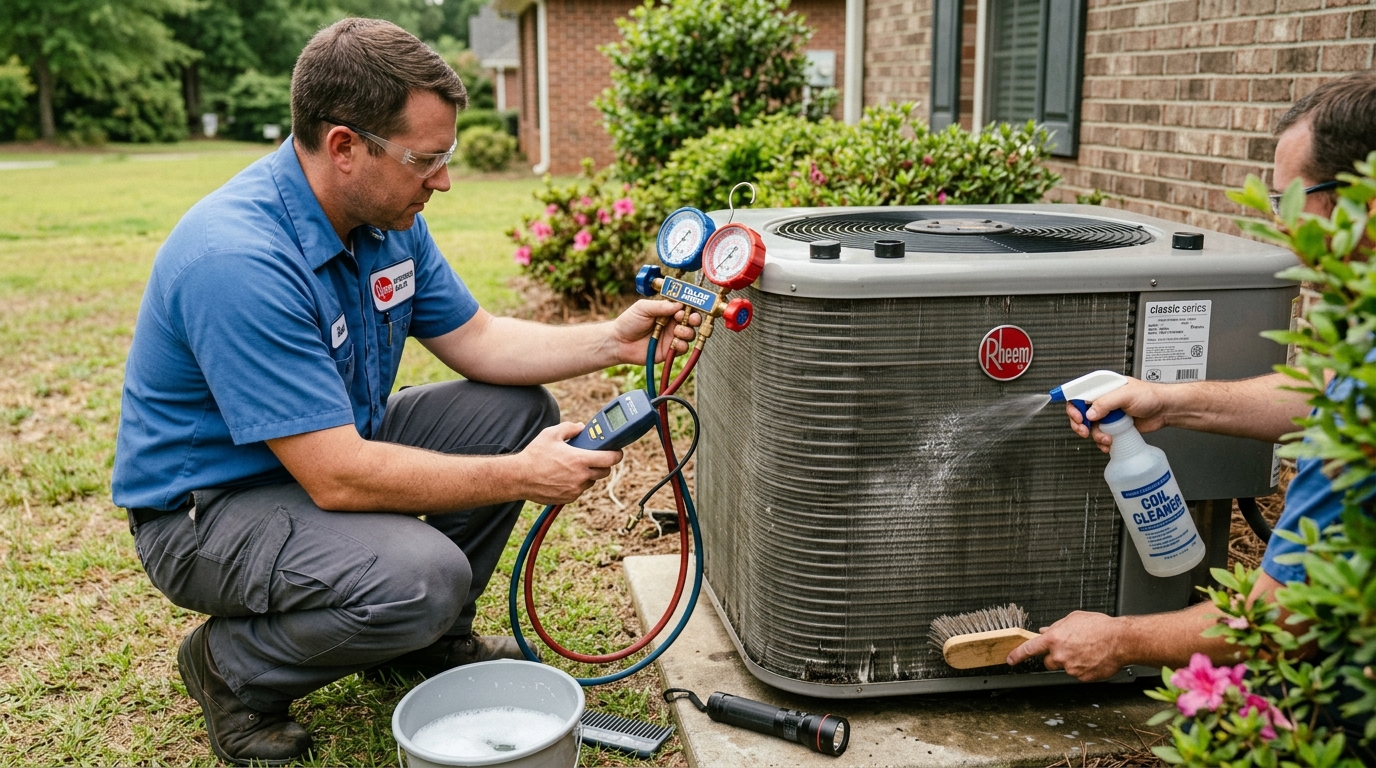 Rheem Heat Pump Repair — Refrigerant and Coil Correction