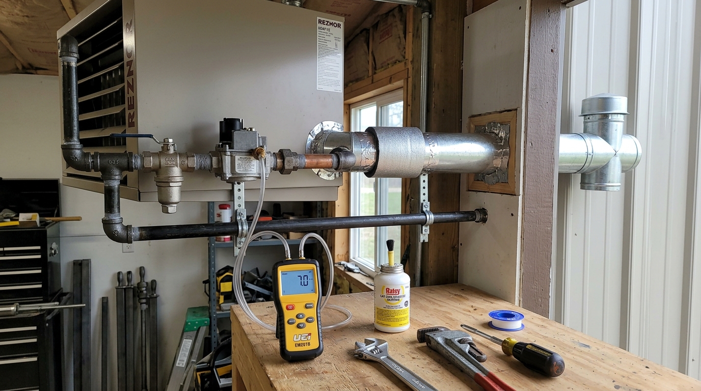 Reznor Unit Heater Installation — Safe Gas and Vent Installation