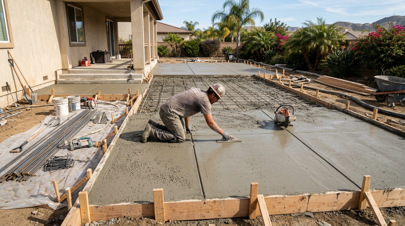 Concrete Patio Installation — Water Management and Weather-Ready Finish