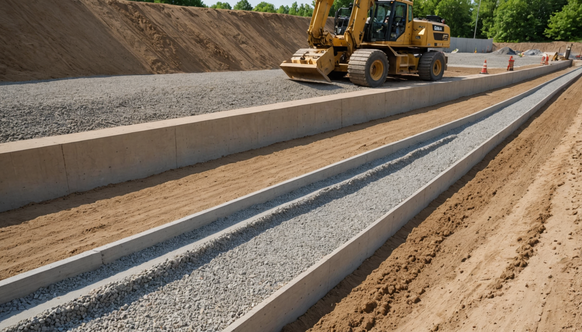 Commercial Retaining Wall Installation - Structural Base Preparation for Heavy Loads