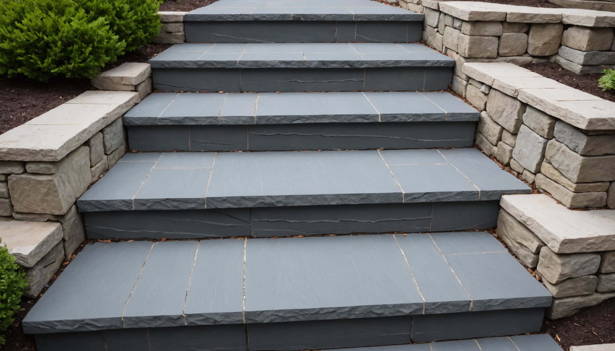 Commercial Bluestone Staircase Replacement - Consistent Step Height and Stone Alignment