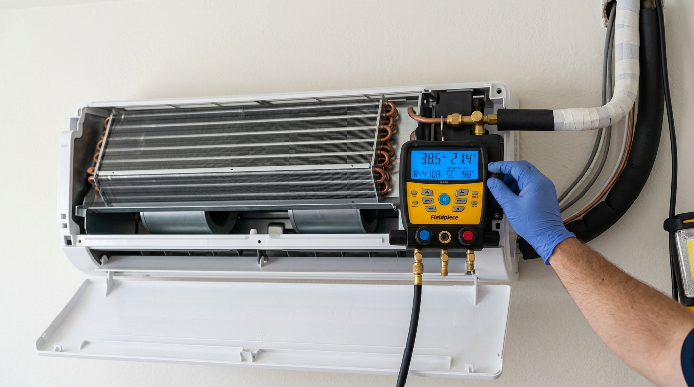 Fujitsu Mini-Split Maintenance — Refrigerant and Coil Inspection