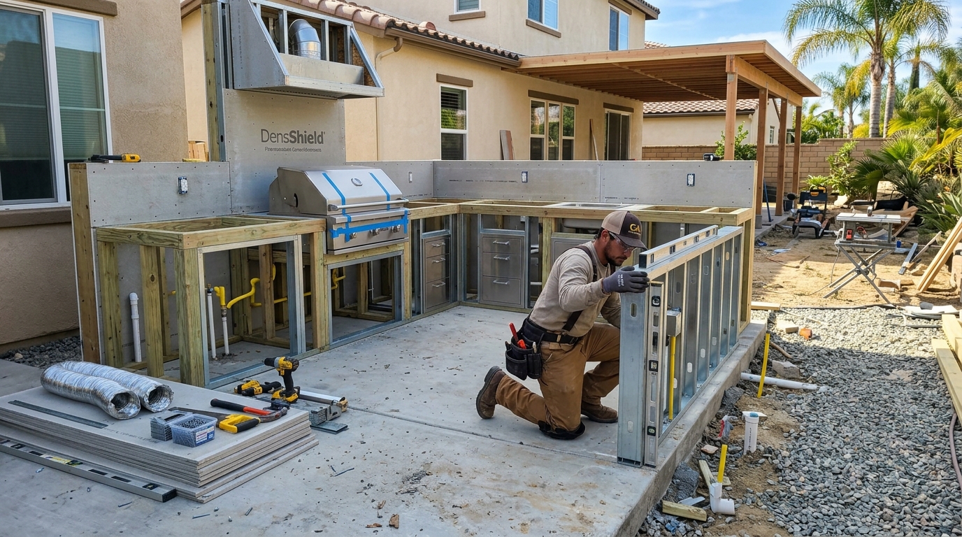 Outdoor Kitchen Construction — Utility Runs Built to Pass Inspection