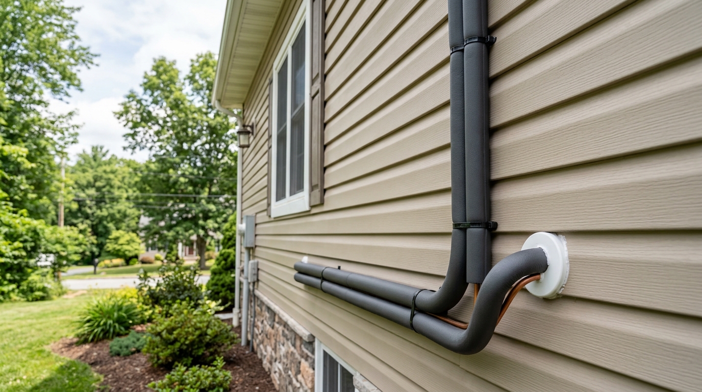 Mitsubishi Mini-Split Installation — Clean Refrigerant Line Installation