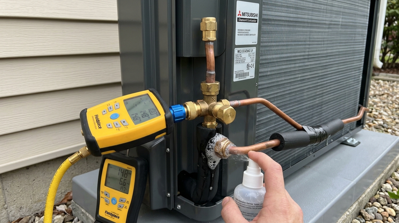Mitsubishi Heat Pump Repair — Refrigerant and Leak Correction