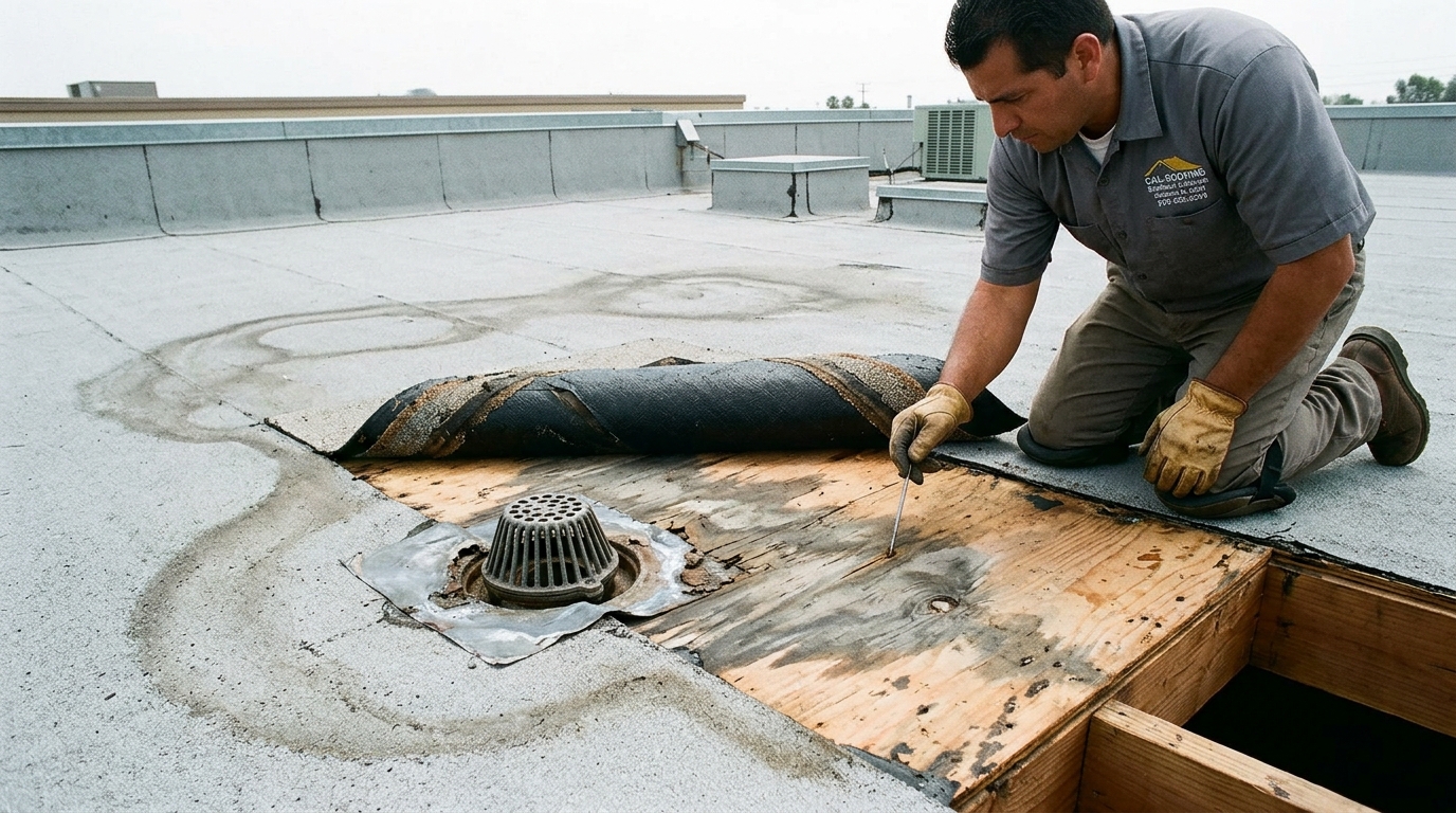 Flat Roof Repair — Deck and Leak Source Inspection