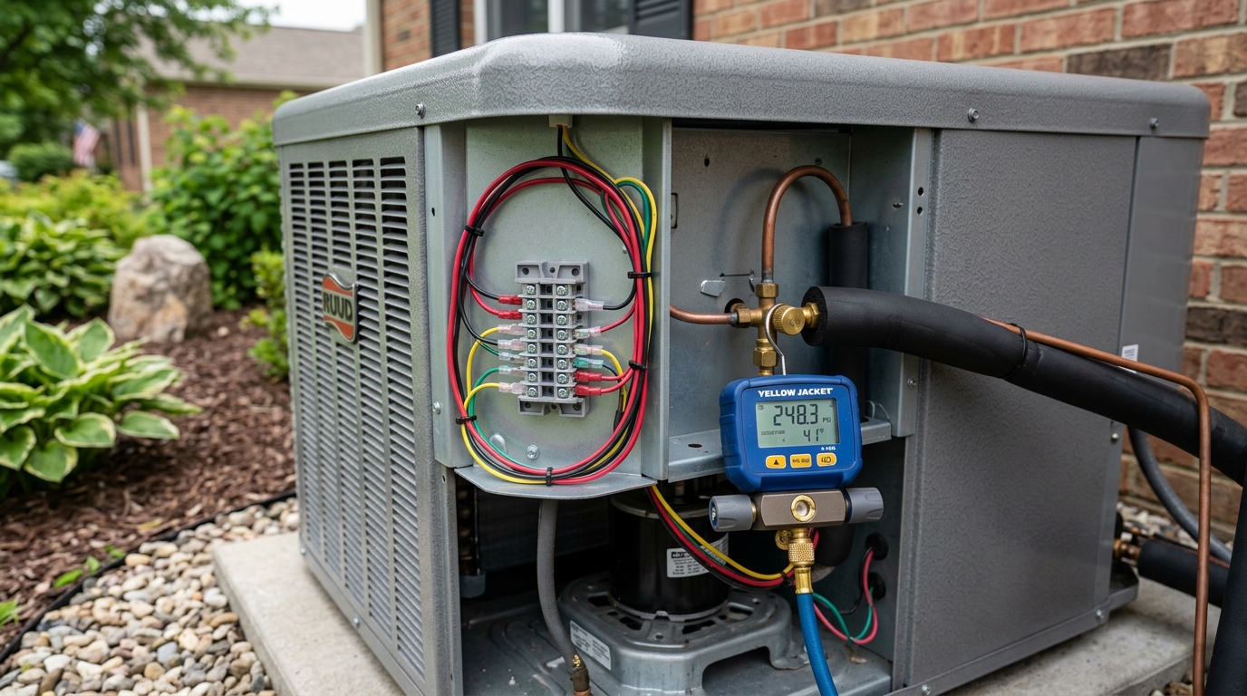 Ruud Heat Pump Maintenance — Refrigerant and Electrical Checks