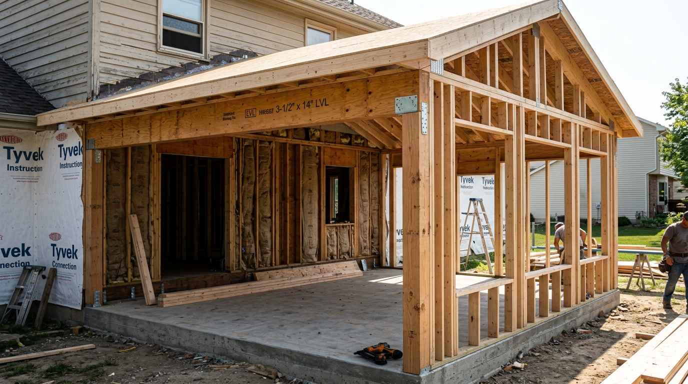 Sunroom Addition — Glass Walls Supported by Frame