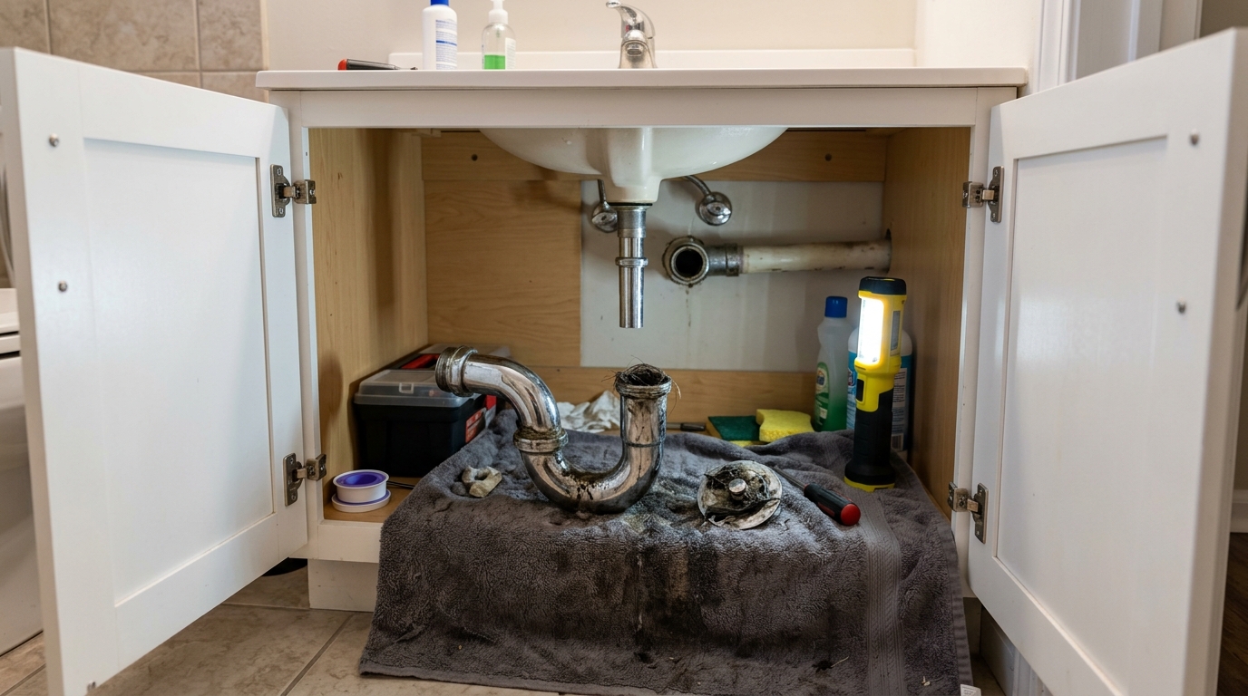 Bathroom Drain Clearing — Signs The Whole Job Was Done