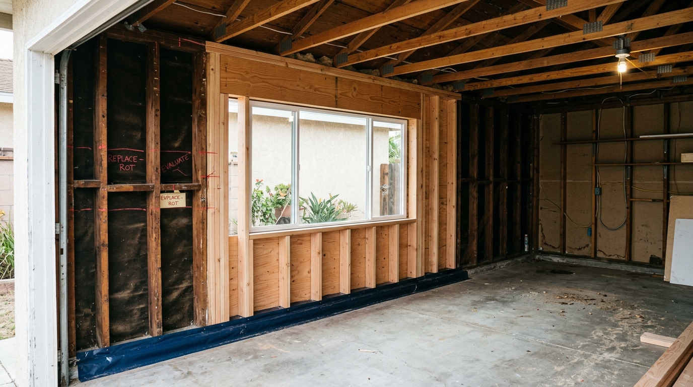 Garage Conversion — Slab, Framing, and Moisture Review
