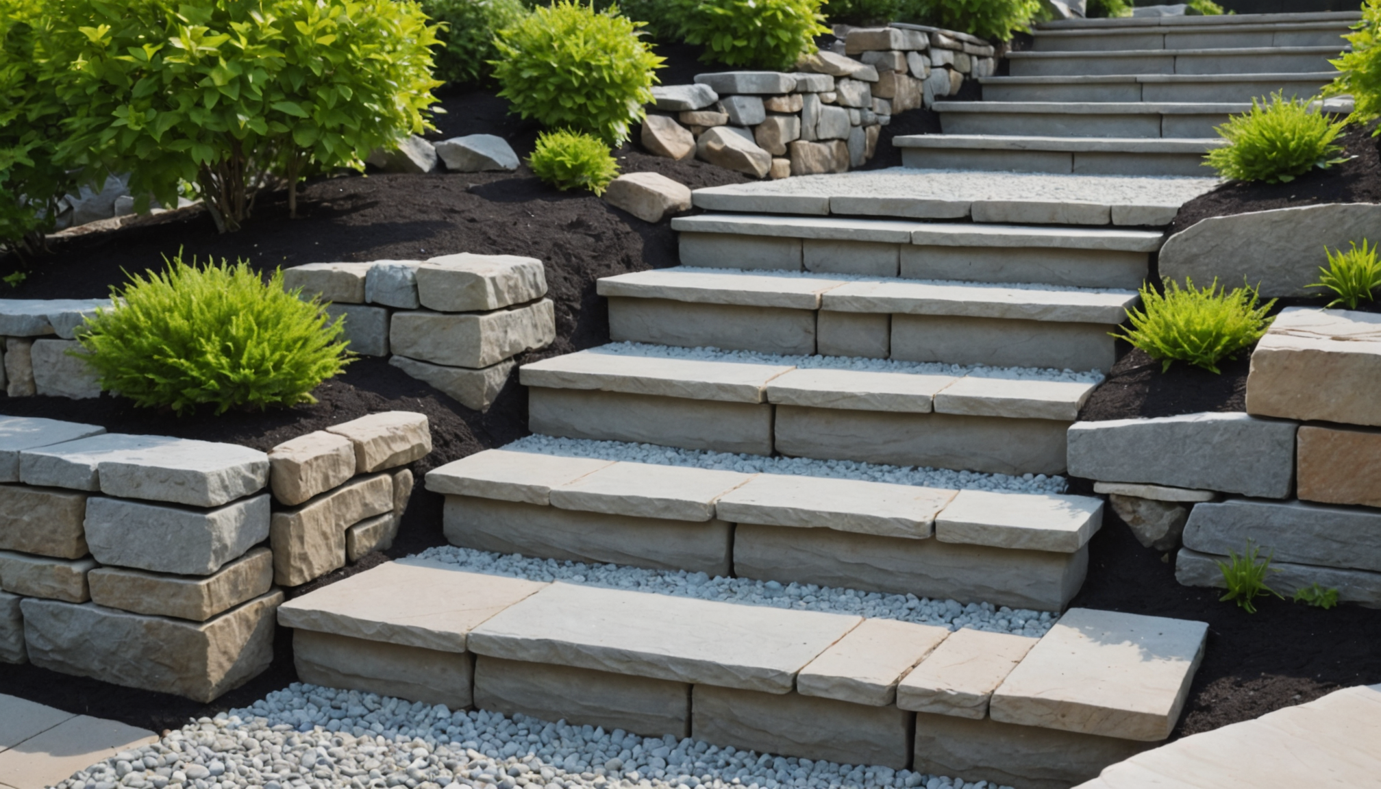 Commercial Staircase Installation - Drainage Built Into the Structure