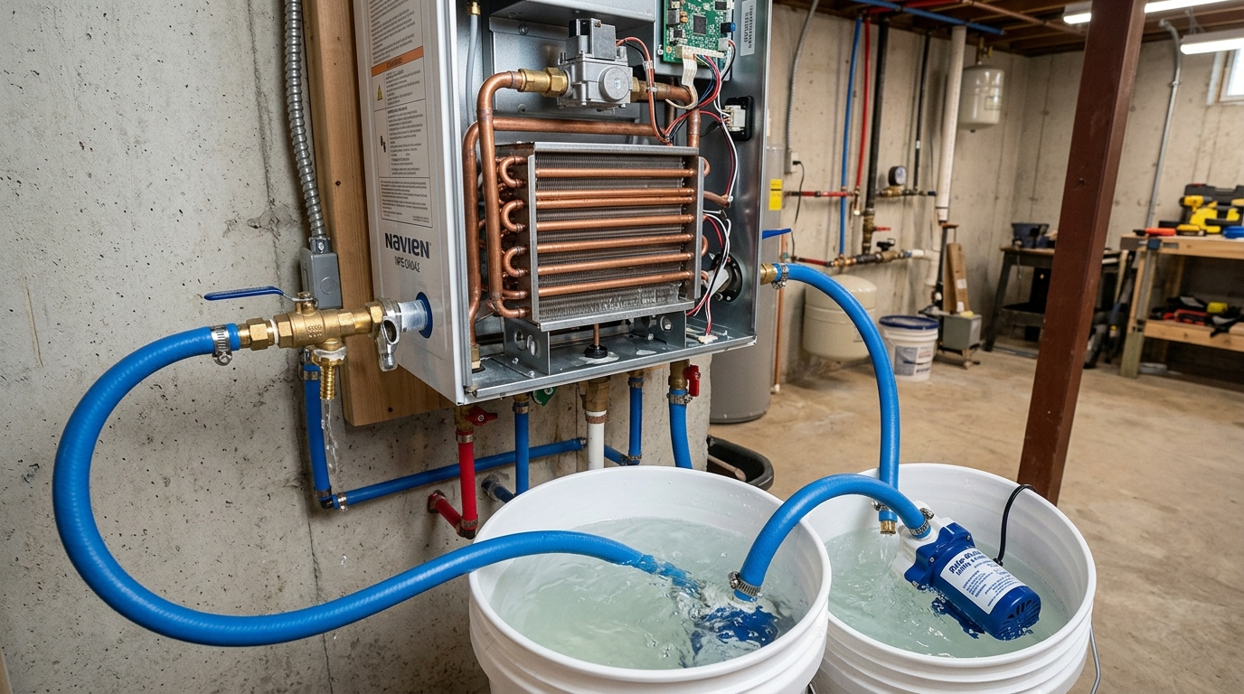 Navien Tankless Water Heater Repair — Descaling and Heat Exchanger Service