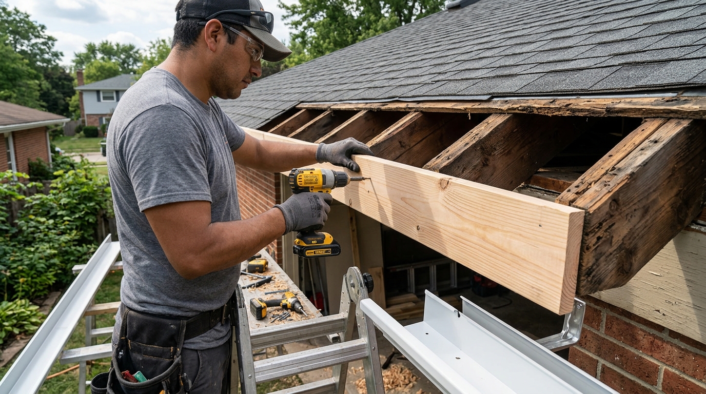 Rain Gutter Installation — Repair of Water-Damaged Eaves