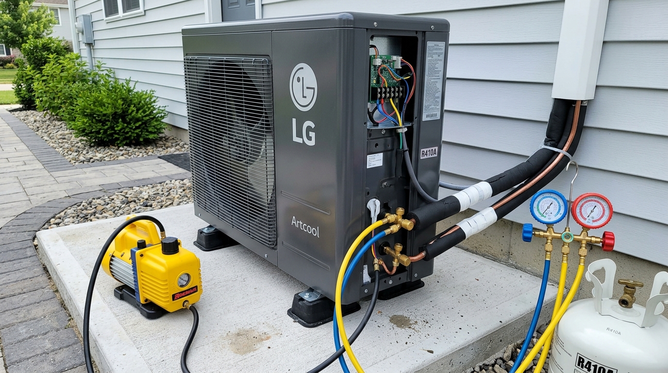 LG Mini-Split Installation — Full System Startup and Charging