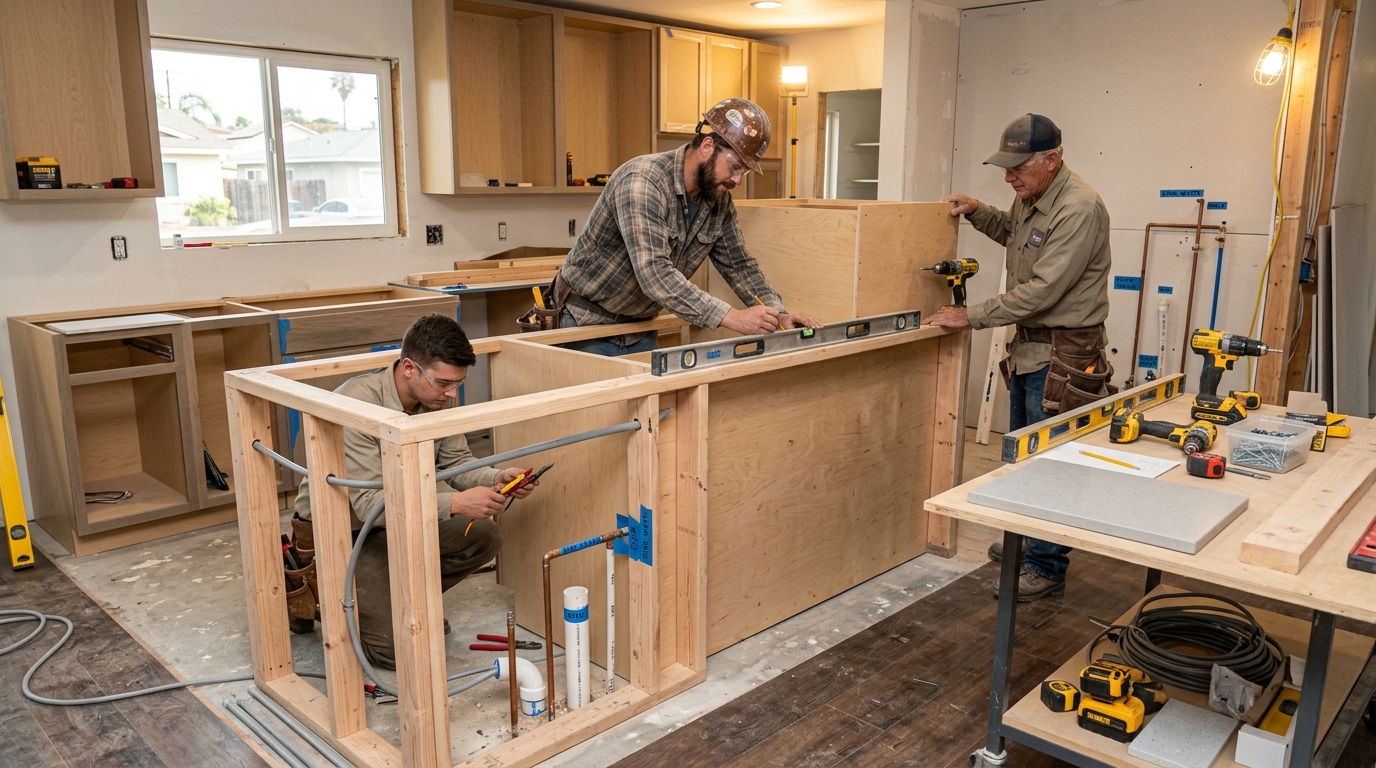 Kitchen Island Installation — Full Trade Coordination and Sequencing