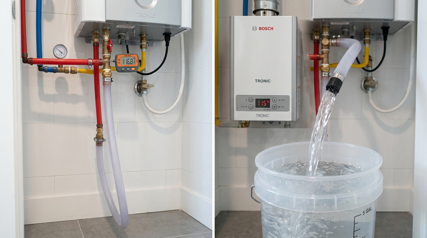Bosch Water Heater Maintenance — Flow Rate and Output Testing