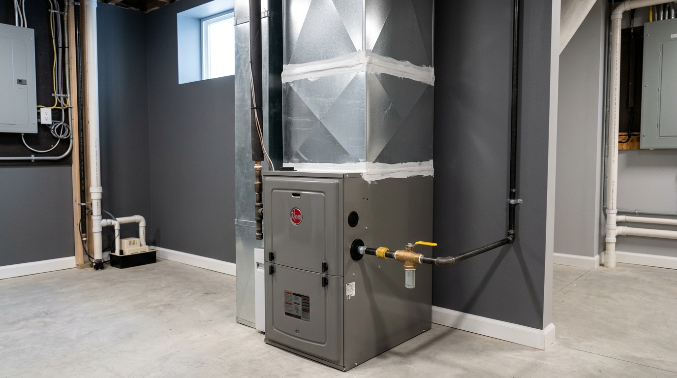 Rheem Furnace Installation — Clean Duct and Gas Integration