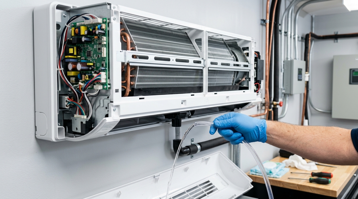 Fujitsu Mini-Split Maintenance — Drain Line and System Testing
