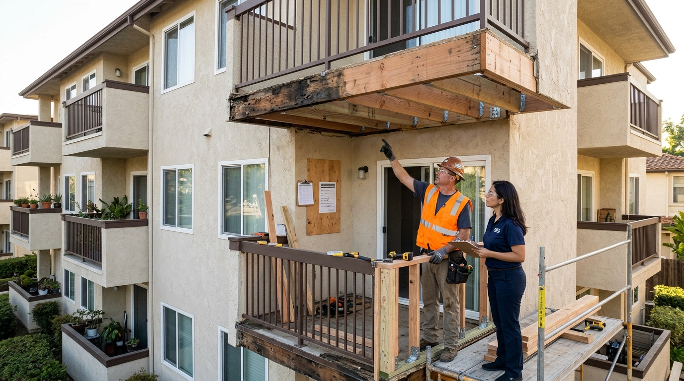 Balcony Repair — Every Trade Scheduled Under Our Contract
