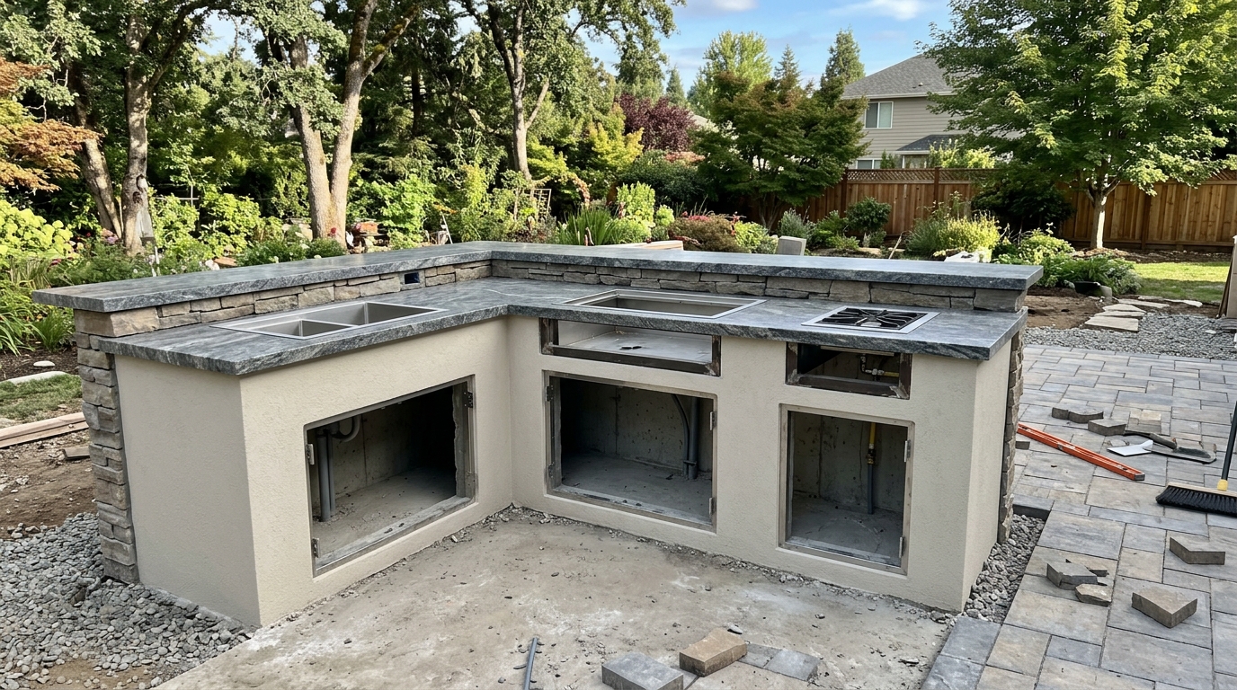 Outdoor Kitchen Construction — Lasting Materials for the Weather Here