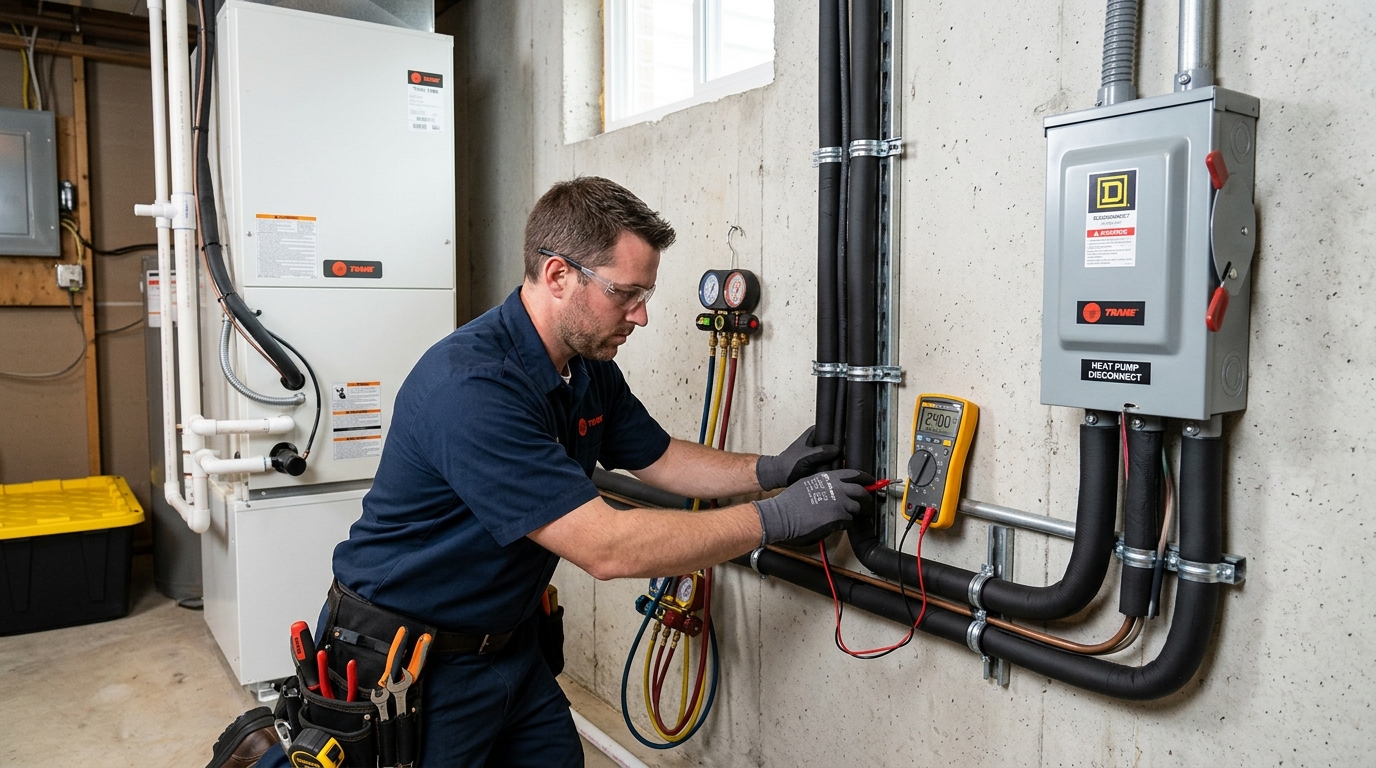 Trane Heat Pump Installation — Proper Line Set and Electrical Setup