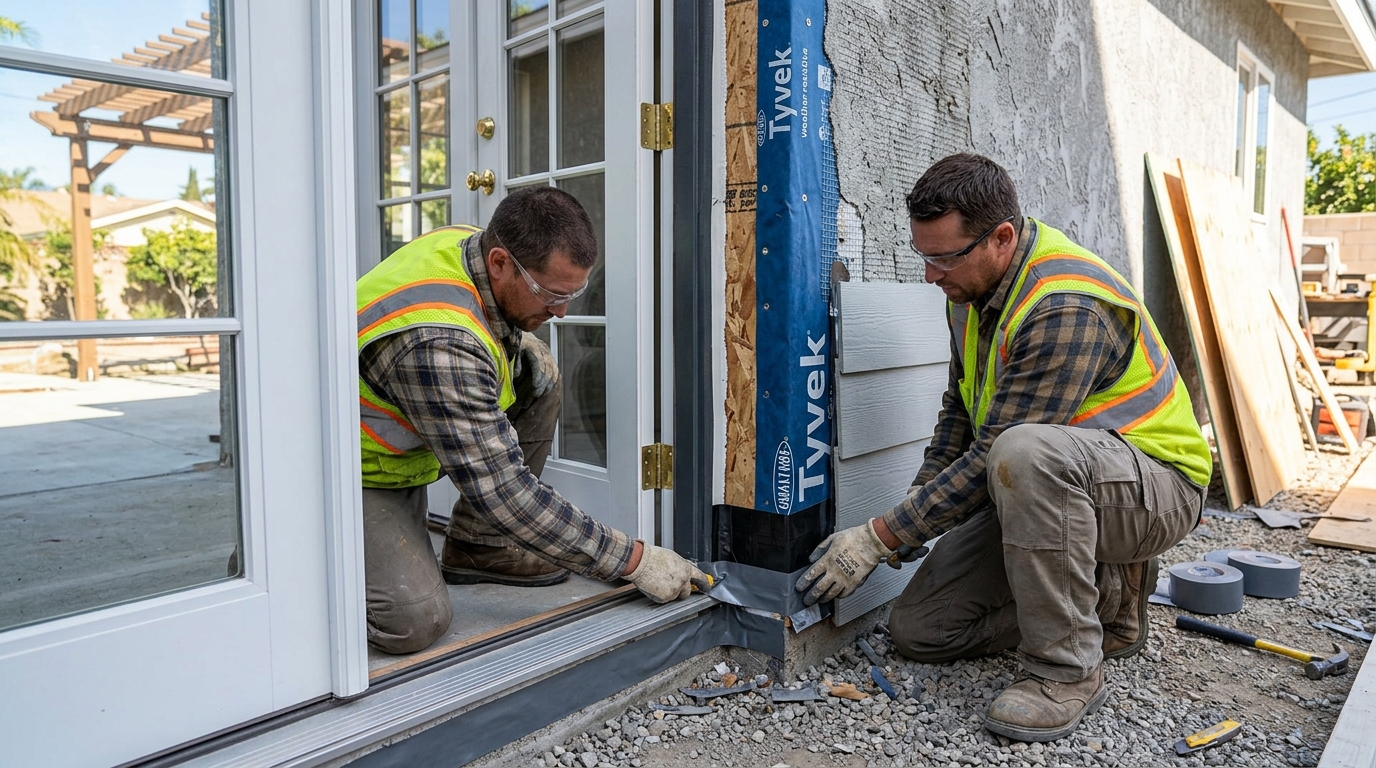 French Door Installation — Exterior-Grade Flashing and Finish