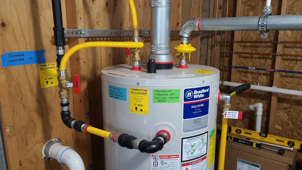 Bradford White Water Heater Installation — Code-Compliant Gas and Vent Setup