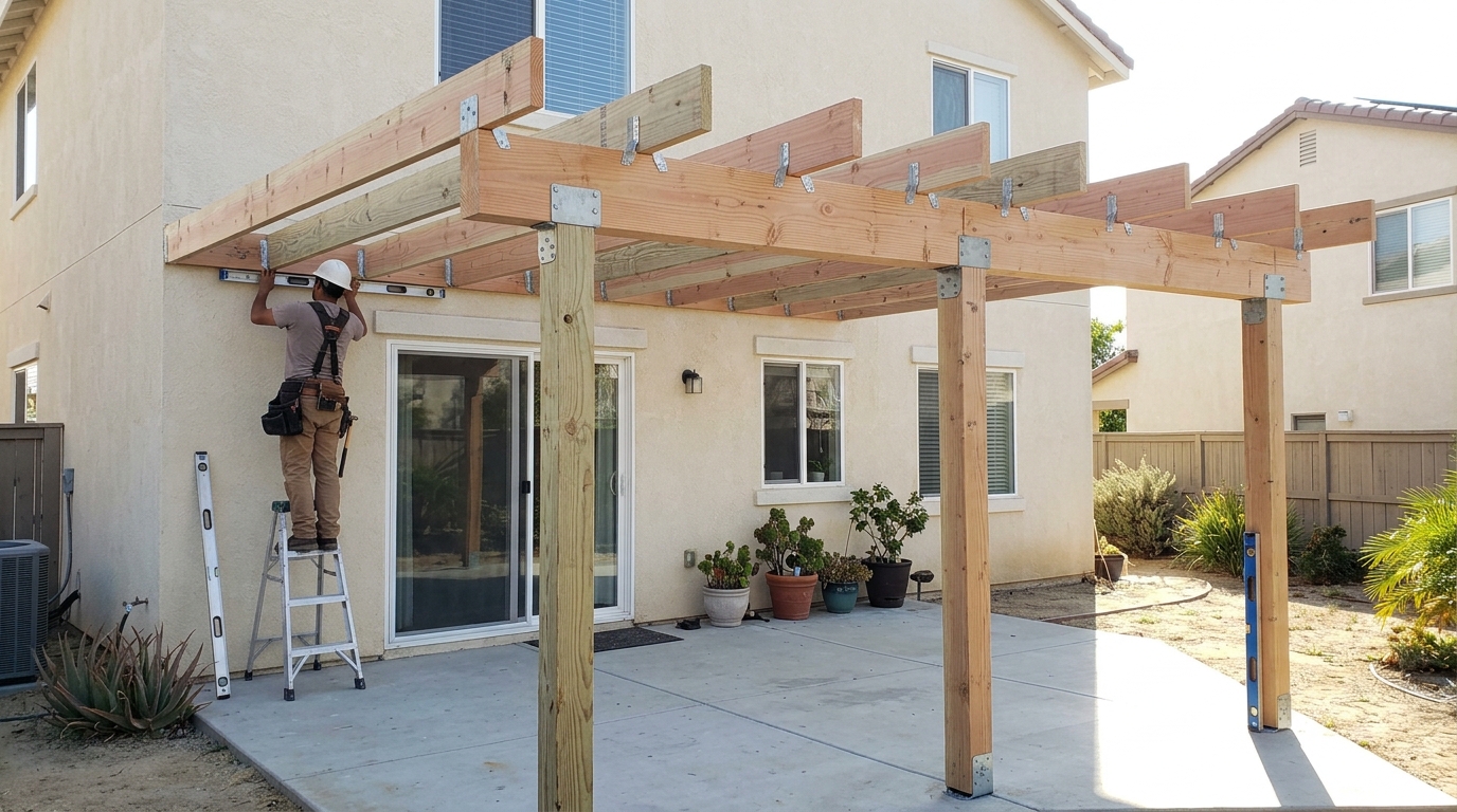 Patio Cover Installation — Connection Details and Finish Transitions
