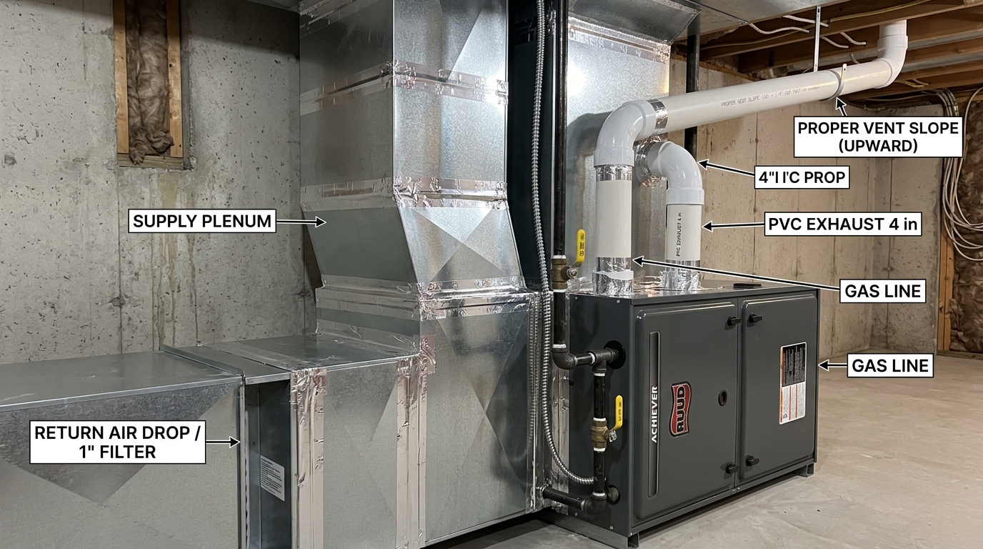 Ruud Furnace Installation — Clean Duct and Vent Integration