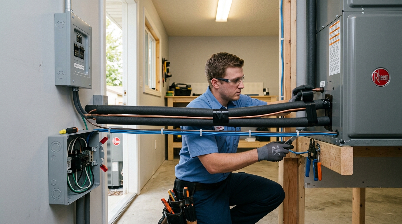 Rheem Heat Pump Installation — Proper Line Set and Electrical Setup