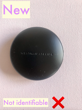 A Westman Atelier makeup product, with "New" noted on the top left and "Not identifiable" and a red "X" noted at the bottom.