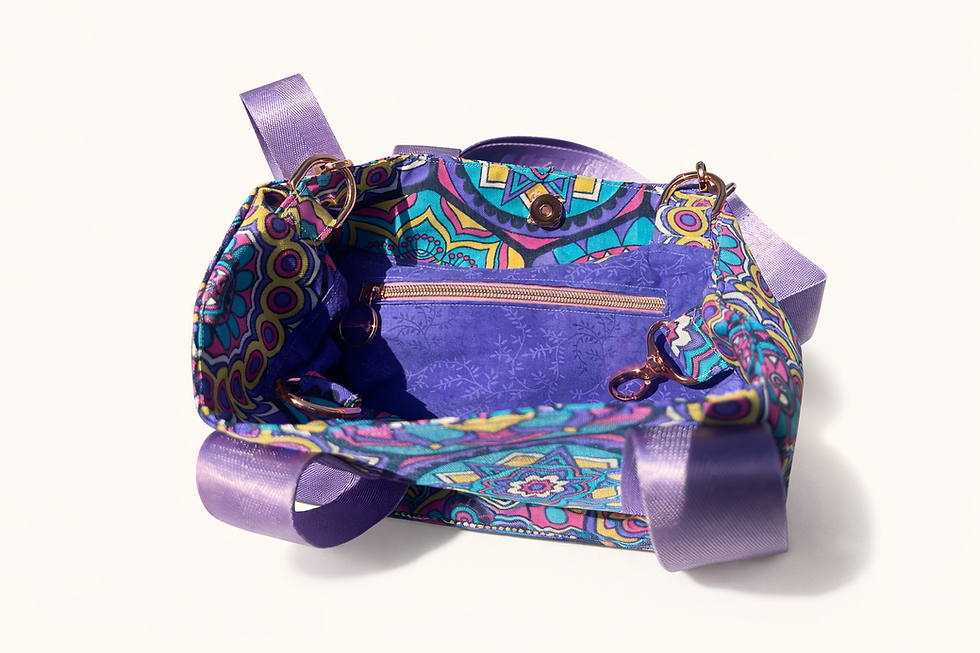 Thumbnail: Mandala Dreaming Crossbody Tote Zippered Pocket Detail