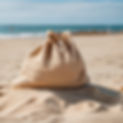 Decorative image of a bag on sand.