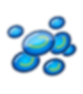 Hematology: Icon of several interconnected blue blood cells or molecules, representing the study and treatment of blood.