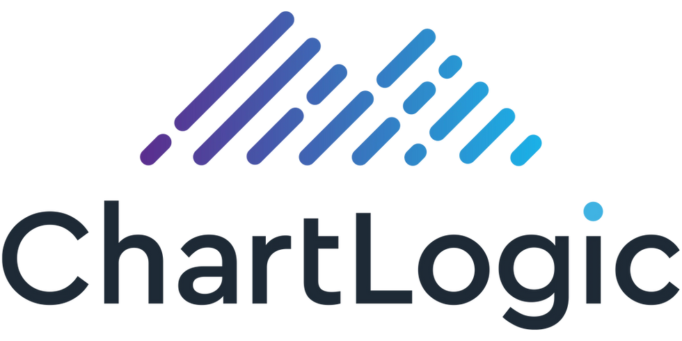 Logo with gradient blue and purple lines forming a triangular shape above "ChartLogic" in dark text on a white background.