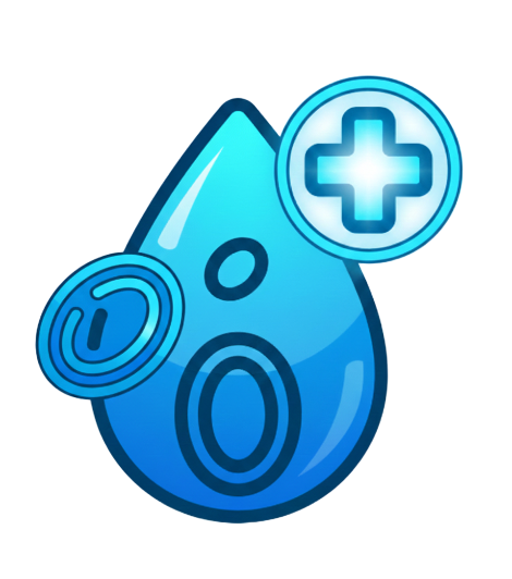 Hepatology: Icon of a large blue drop containing a cross and a smaller cell, representing liver, gallbladder, and biliary tree care.