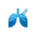 Thoracic Surgery: Icon of human lungs with a medical cross and surgical stitching marks.