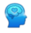 Mental Health: Icon of a human head in profile with a brain visible, featuring a small heart in the center of the brain.