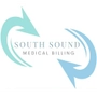 Teal arrows encircle the text "South Sound Medical Billing" on a white background, suggesting a professional service logo.
