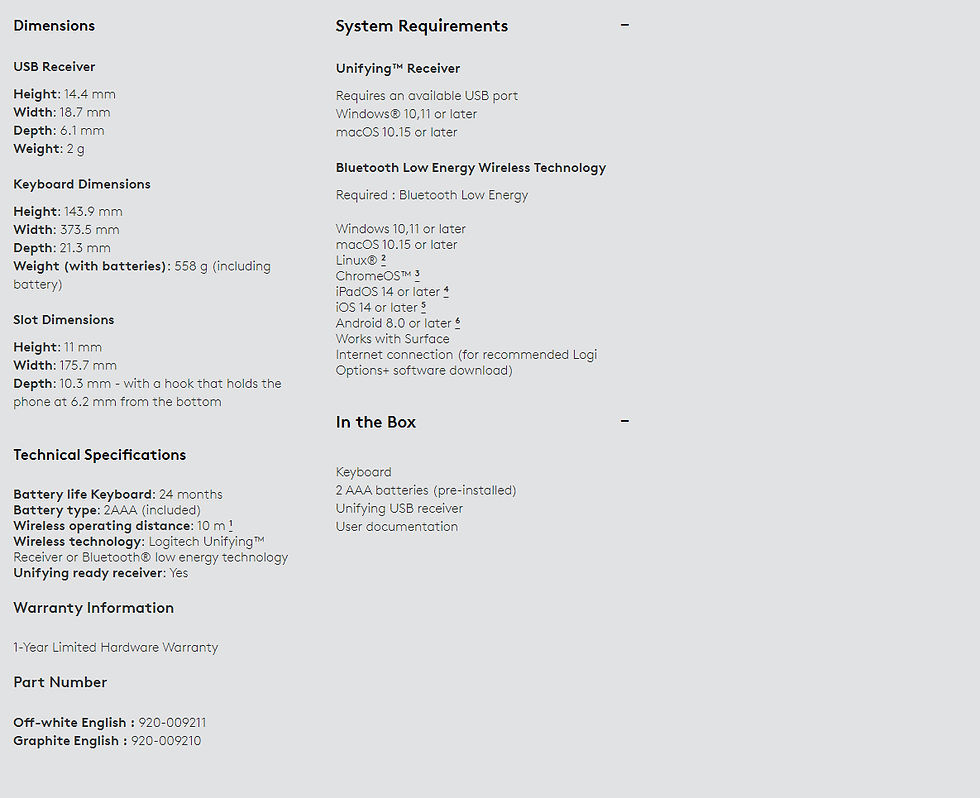縮圖：Logitech K580 Slim Multi-Device Wireless Keyboard White  Slim and quiet wireless