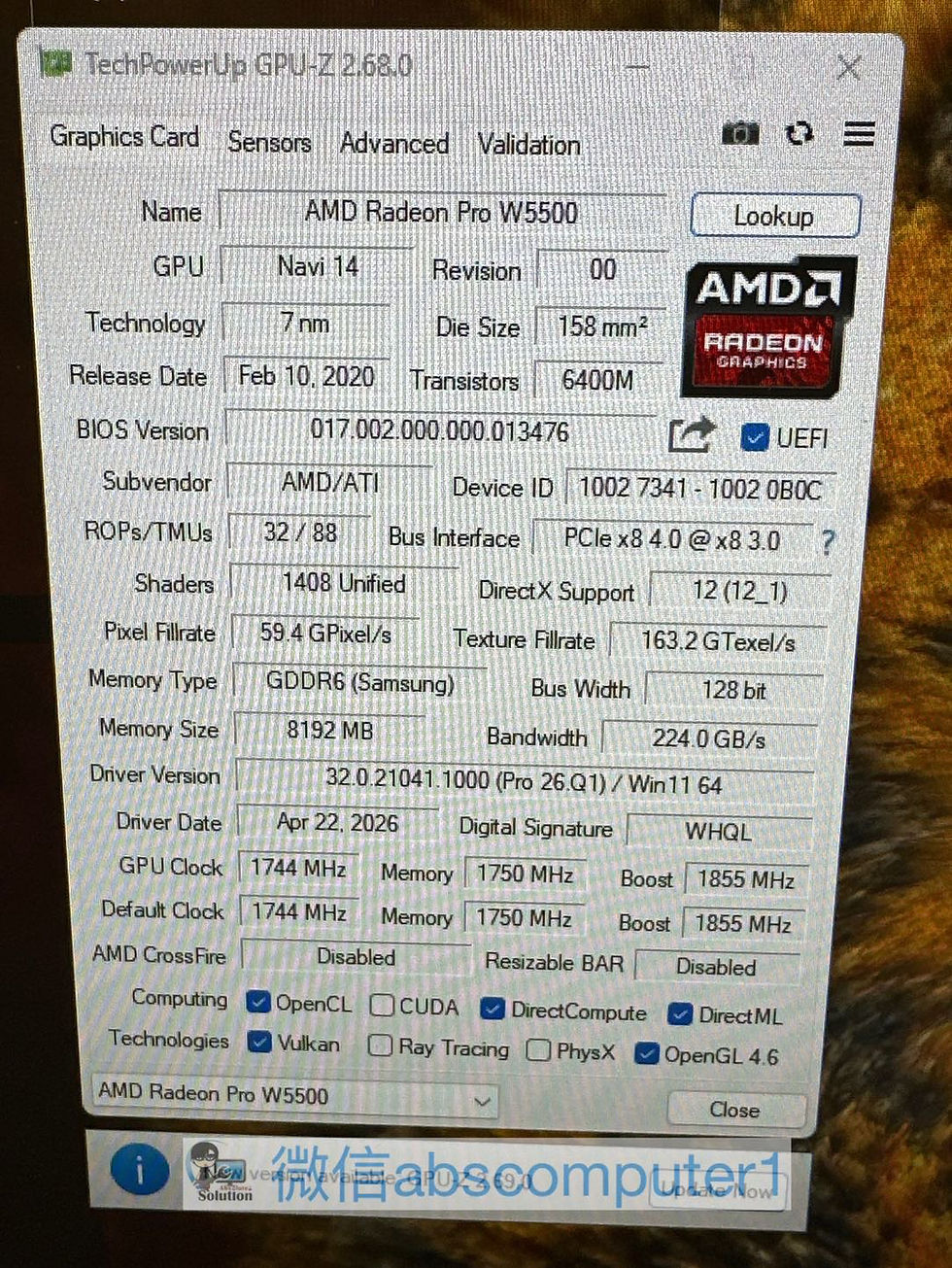 Thumbnail: AMD Radeon Pro W5500 8GB GDDR6 Workstation Graphics Card 4x DP PCIe 4.0  AMD Rad