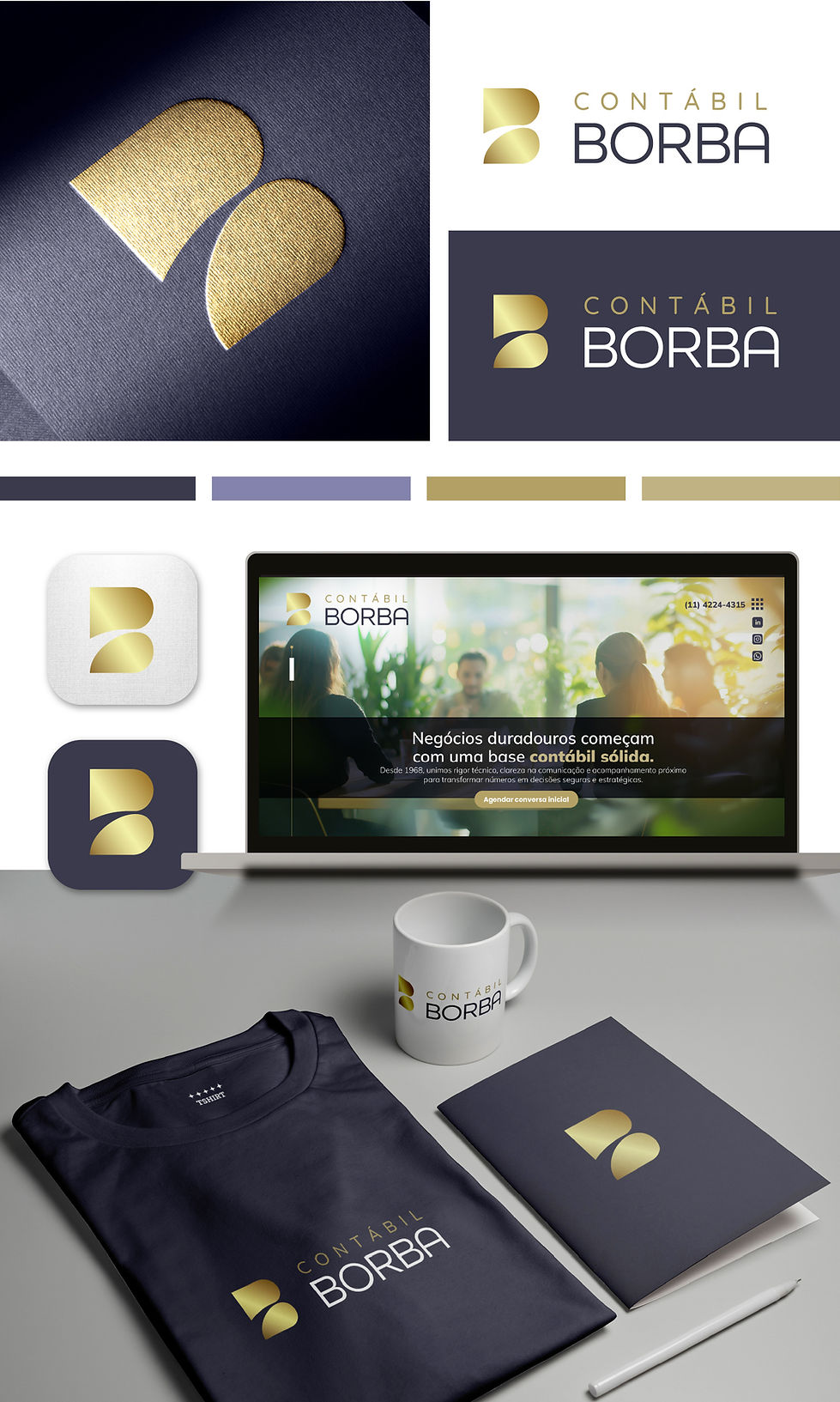 Desenvolvimento de identidade visual e manual da marca para a Contábil Borba